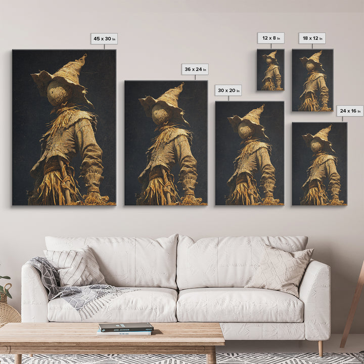 The Living Scarecrow, Ornate Symbolist Art, Vertical Wall Art, Dark Halloween Decor, Canvas Print, Halloween Wall Art