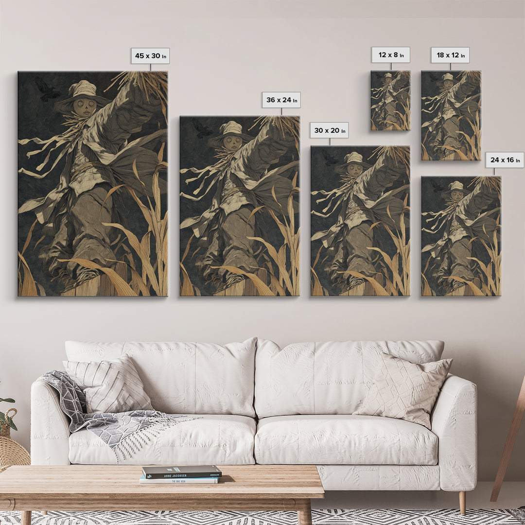 The Living Scarecrow, Dark Symbolist Art, Vertical Wall Art, Dark Halloween Decor, Canvas Print, Halloween Wall Art