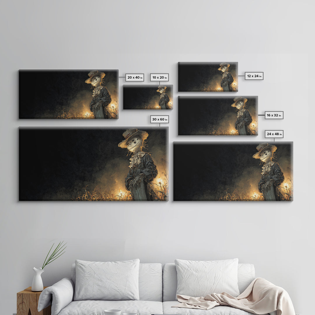 The Living Scarecrow, Grotesque Carnival Art, Wide Panoramic Art, Macabre Wall Art, Canvas Print, Halloween Wall Art