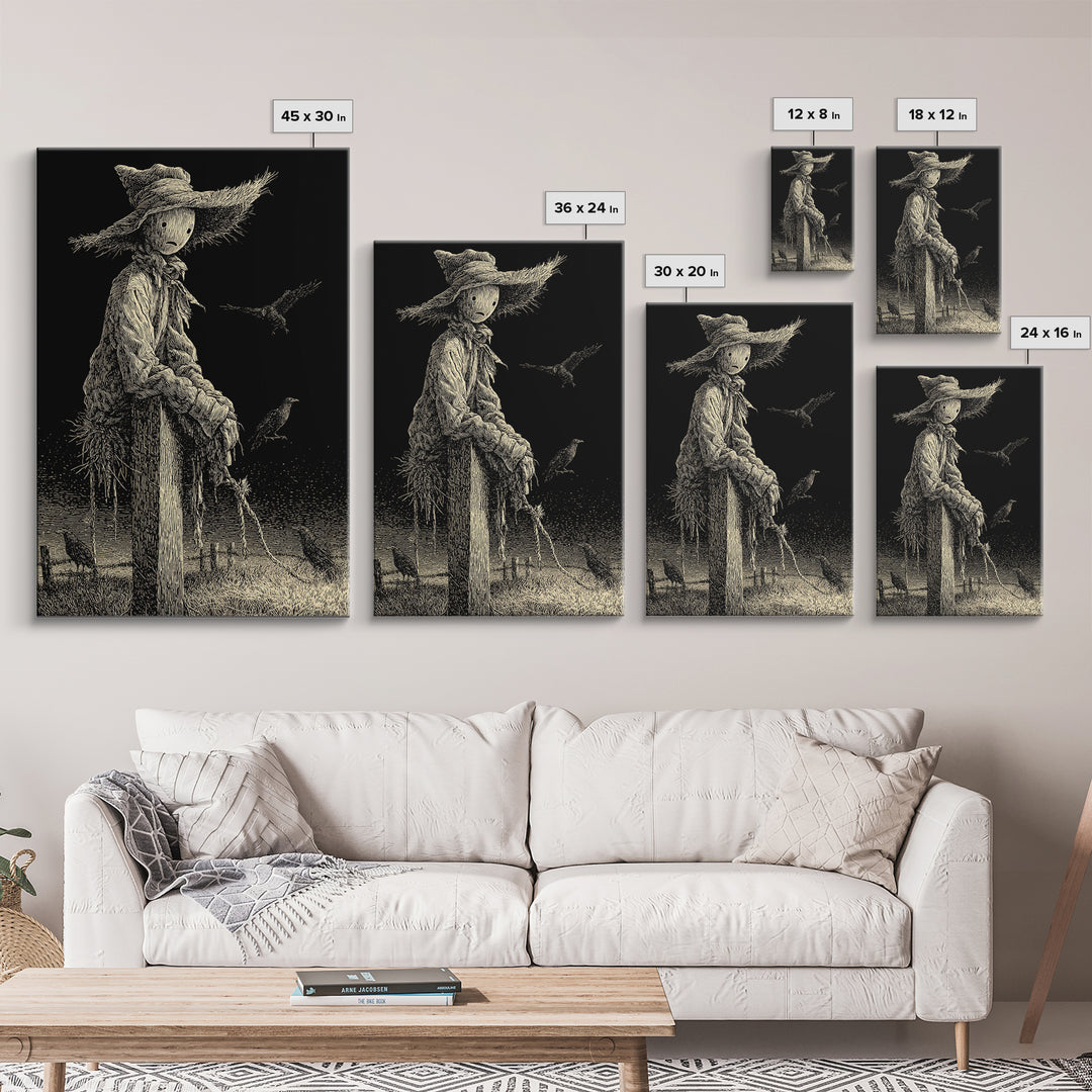 The Living Scarecrow, Victorian Macabre Art, Vertical Wall Art, Dark Halloween Decor, Canvas Print, Halloween Wall Art