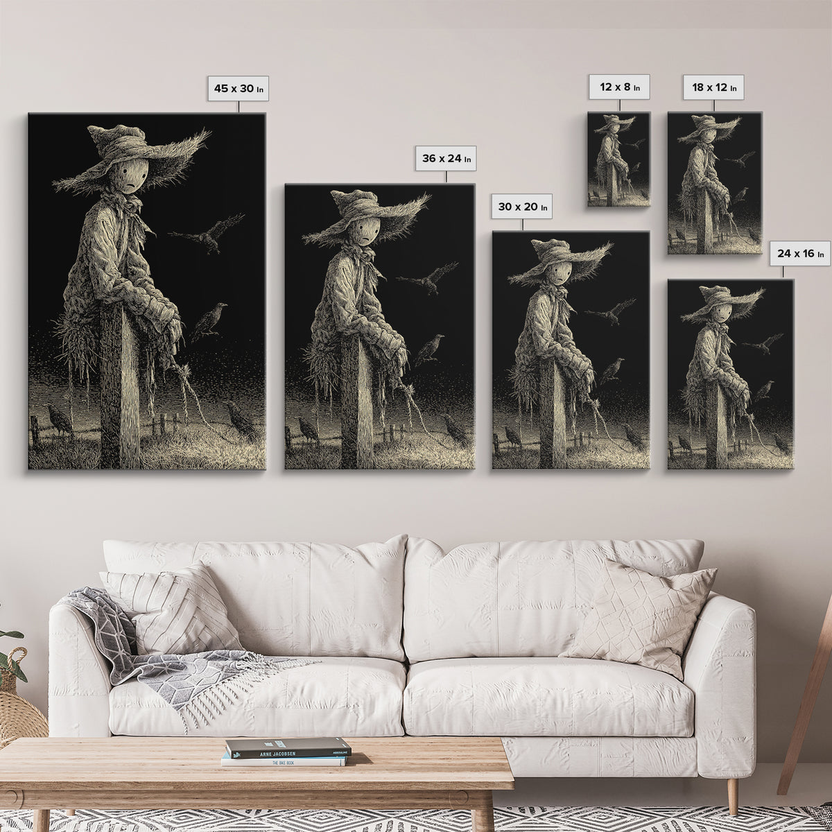 The Living Scarecrow, Victorian Macabre Art, Vertical Wall Art, Dark Halloween Decor, Canvas Print, Halloween Wall Art