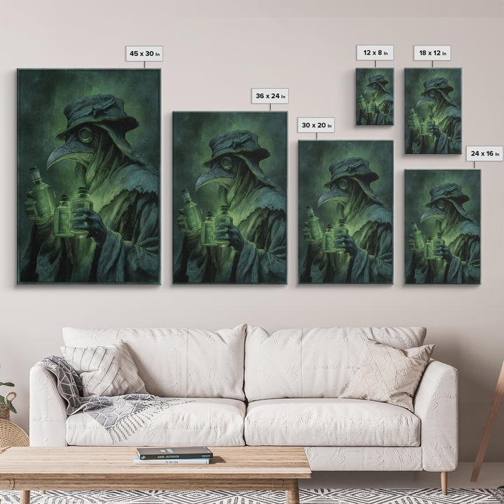 The Plague Doctor, Dark Renaissance Art, Vertical Wall Art, Dark Fantasy Wall Art, Framed Canvas Print, Halloween Wall Art