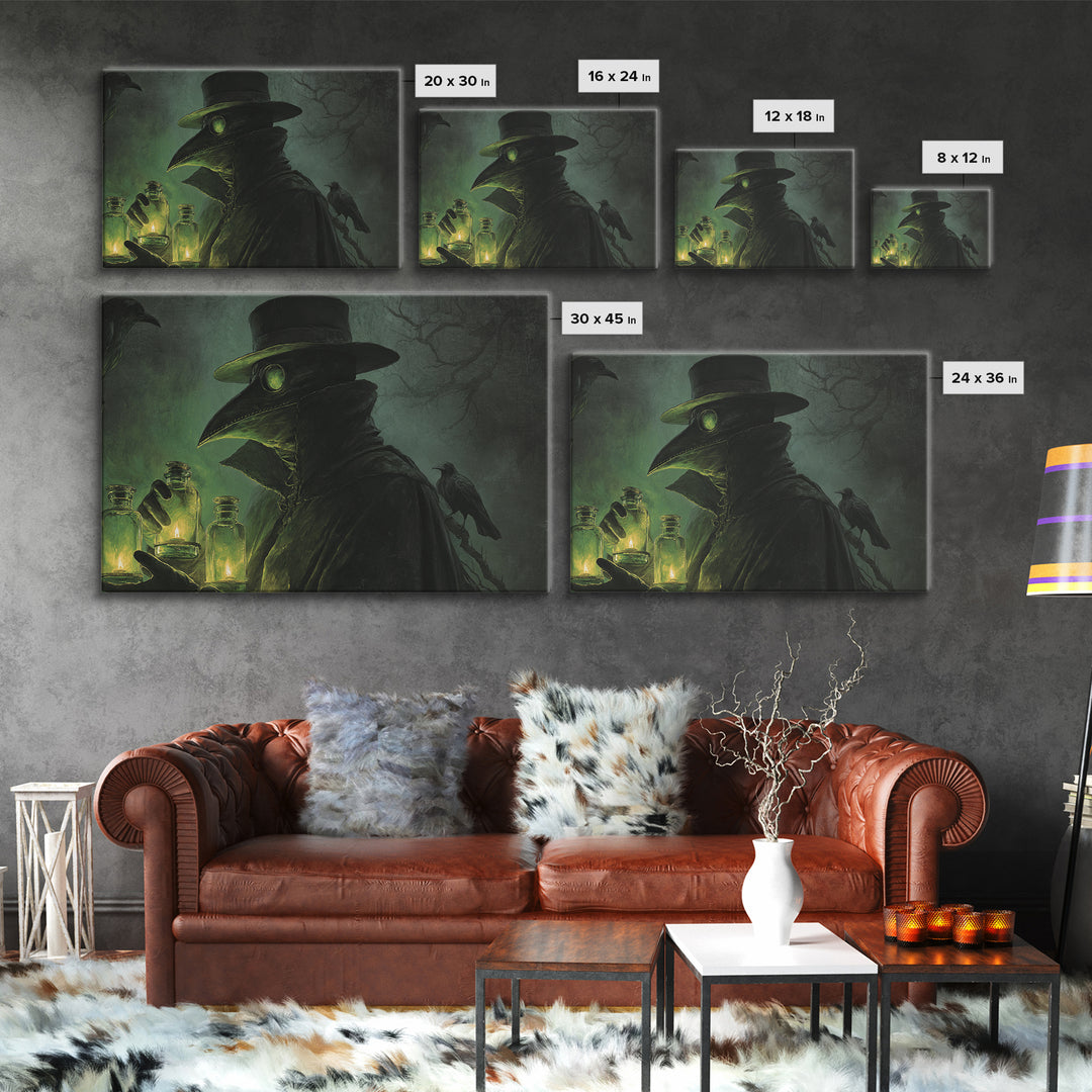 The Plague Doctor, Symbolist Gothic Landscape, Landscape Wall Art, Macabre Wall Art, Canvas Print, Halloween Wall Art, Spooky Wall Decor