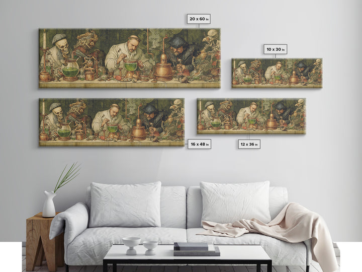 The Mad Alchemist, Danse Macabre Art, Extra Wide Wall Art, Gothic Horror Wall Art, Canvas Print, Halloween Wall Art