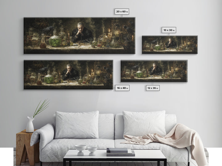 The Mad Alchemist, Dark Romantic Horror Art, Extra Wide Wall Art, Dark Fantasy Wall Art, Canvas Print, Halloween Wall Art
