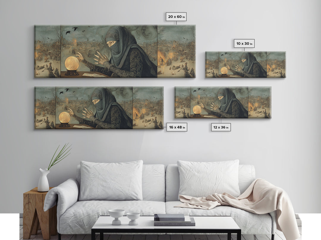 The Midnight Fortune Teller, Northern Renaissance Horror, Extra Wide Wall Art, Dark Halloween Decor, Canvas Print