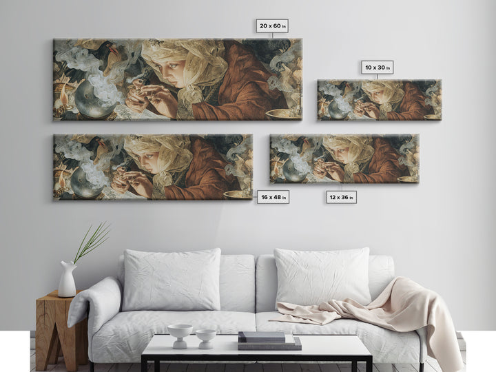 The Midnight Fortune Teller, Dark Renaissance Art, Extra Wide Wall Art, Gothic Horror Wall Art, Canvas Print, Halloween Wall Art