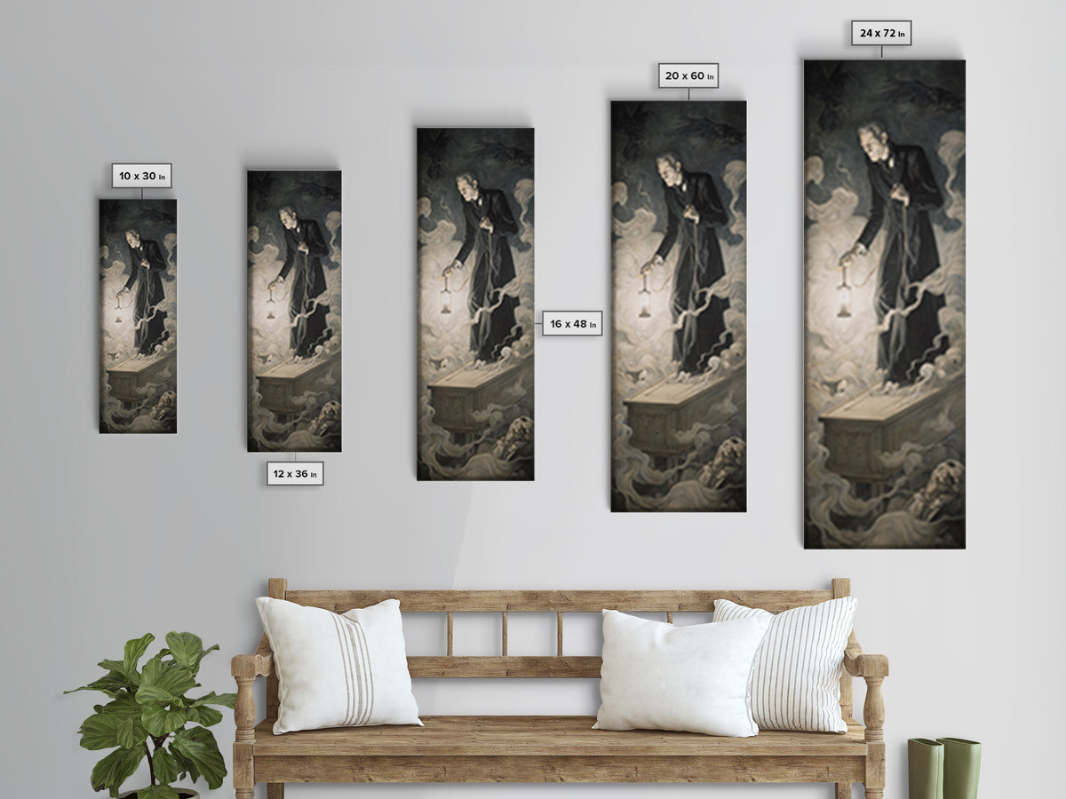 The Sinister Undertaker, Gothic Nightmare Art, Tall Narrow Wall Art, Gothic Horror Wall Art, Canvas Print, Halloween Wall Art