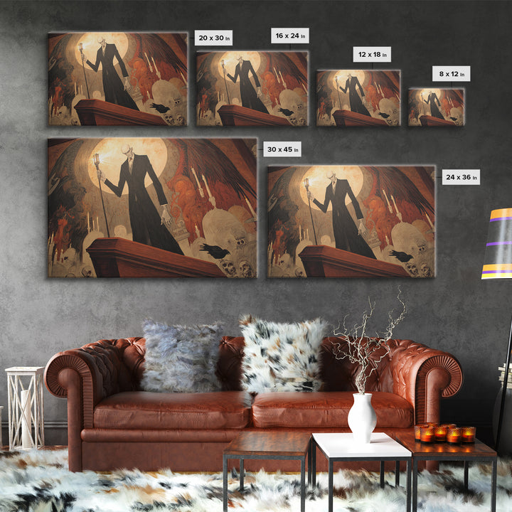 The Sinister Undertaker, Visionary Gothic Art, Landscape Wall Art, Macabre Wall Art, Canvas Print, Halloween Wall Art