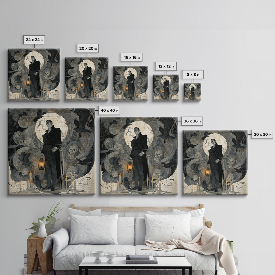 The Sinister Undertaker, Decadent Gothic Art, Square Wall Art, Dark Fantasy Wall Art, Canvas Print, Halloween Wall Art