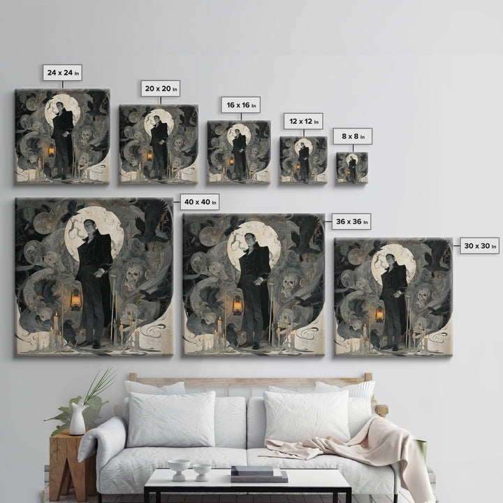 The Sinister Undertaker, Decadent Gothic Art, Square Wall Art, Dark Fantasy Wall Art, Canvas Print, Halloween Wall Art