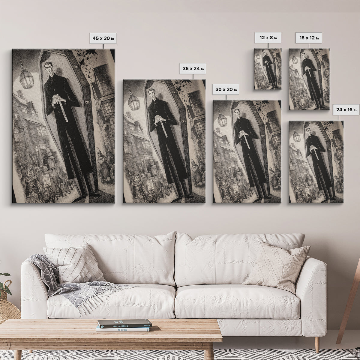 The Sinister Undertaker, Victorian Macabre Art, Vertical Wall Art, Macabre Wall Art, Canvas Print, Halloween Wall Art, Gothic Home Decor