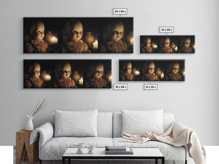 The Haunted Porcelain Doll, Dark Renaissance Art, Extra Wide Wall Art, Macabre Wall Art, Framed Canvas Print, Halloween Wall Art