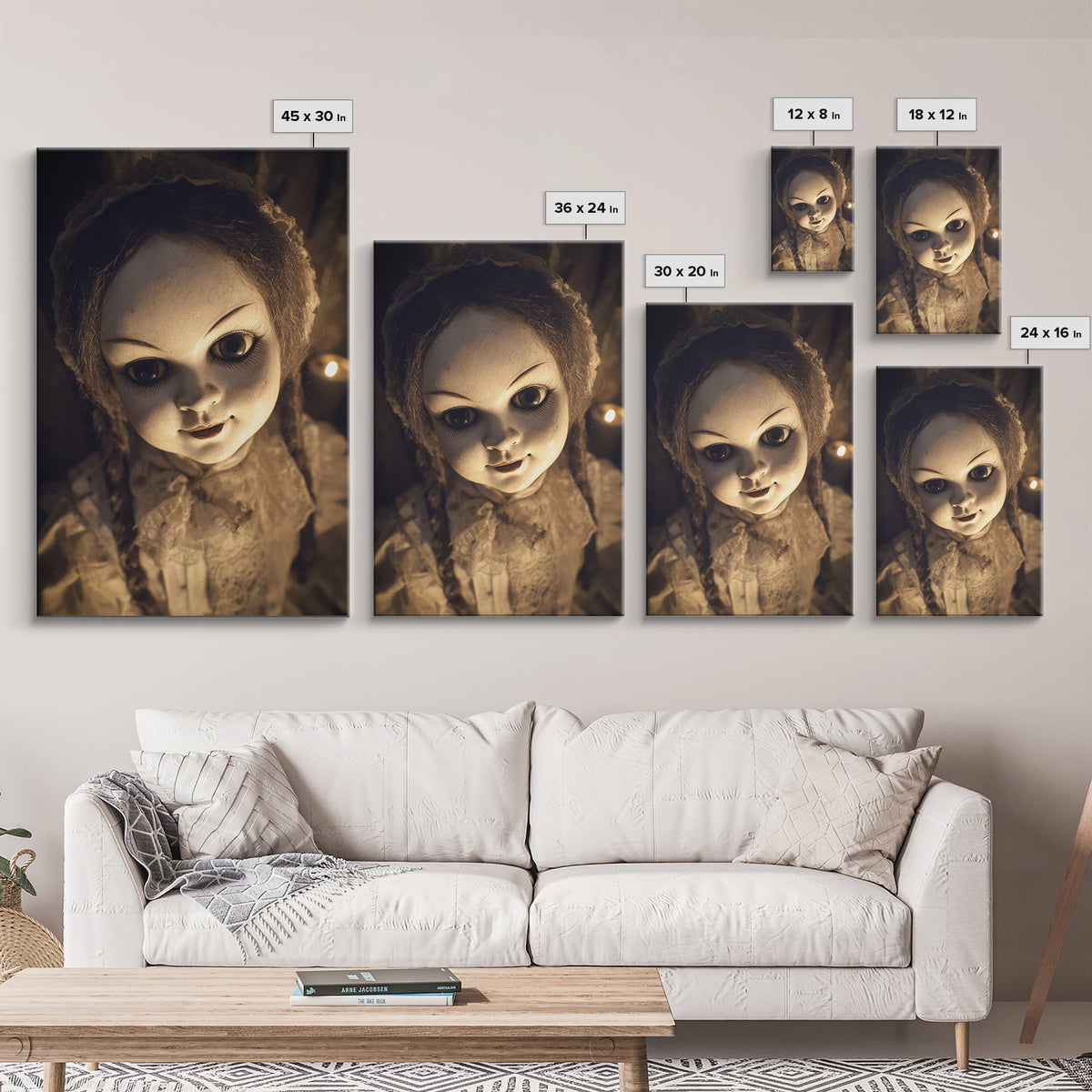 The Haunted Porcelain Doll, Victorian Macabre Art, Vertical Wall Art, Dark Halloween Decor, Canvas Print, Halloween Wall Art
