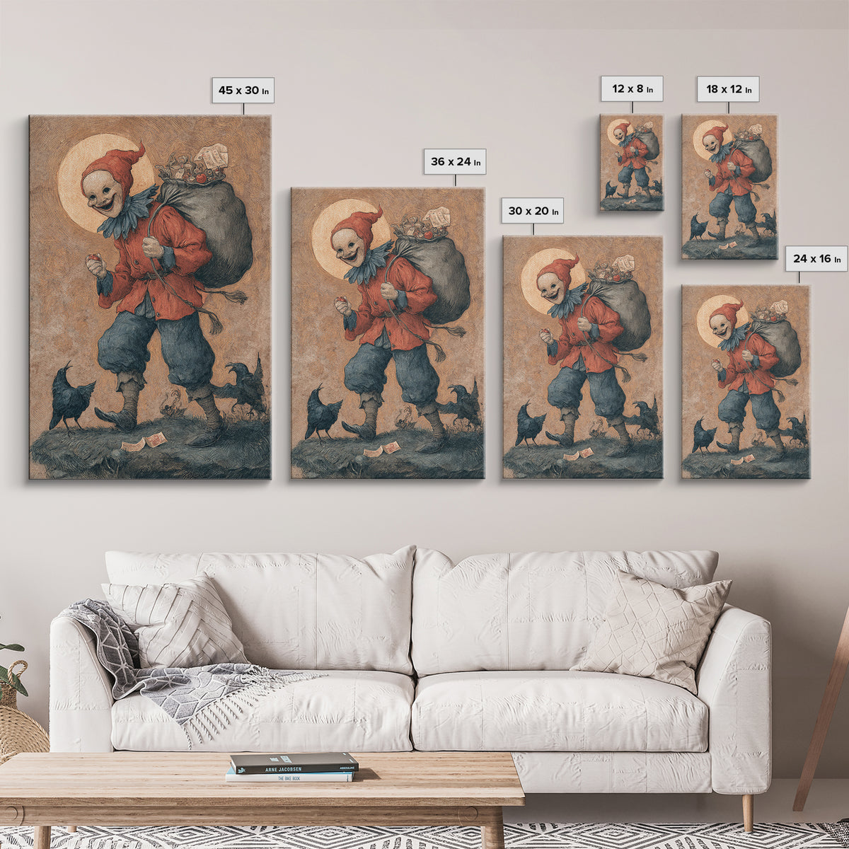 The Masked Candy Collector, Dark Renaissance Art, Vertical Wall Art, Gothic Horror Wall Art, Framed Canvas Print, Halloween Decor