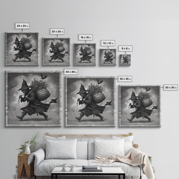 The Masked Candy Collector, Expressionist Nightmare Art, Square Wall Art, Gothic Horror Wall Art, Framed Canvas Print, Halloween Wall Art