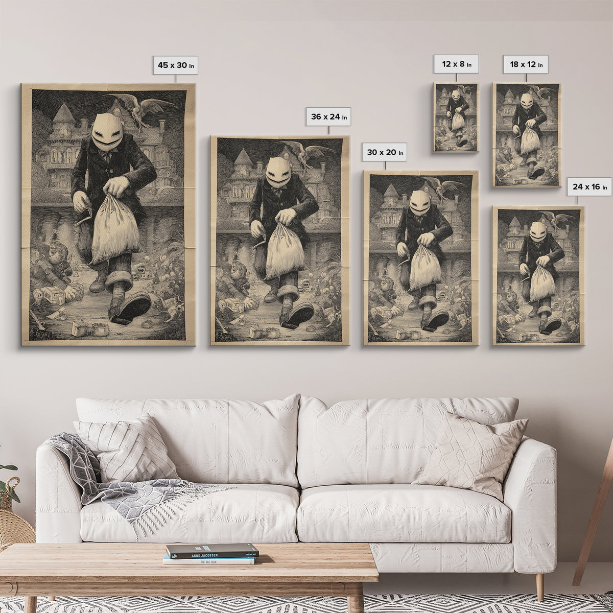 The Masked Candy Collector, Victorian Macabre Art, Vertical Wall Art, Dark Halloween Decor, Canvas Print, Halloween Wall Art