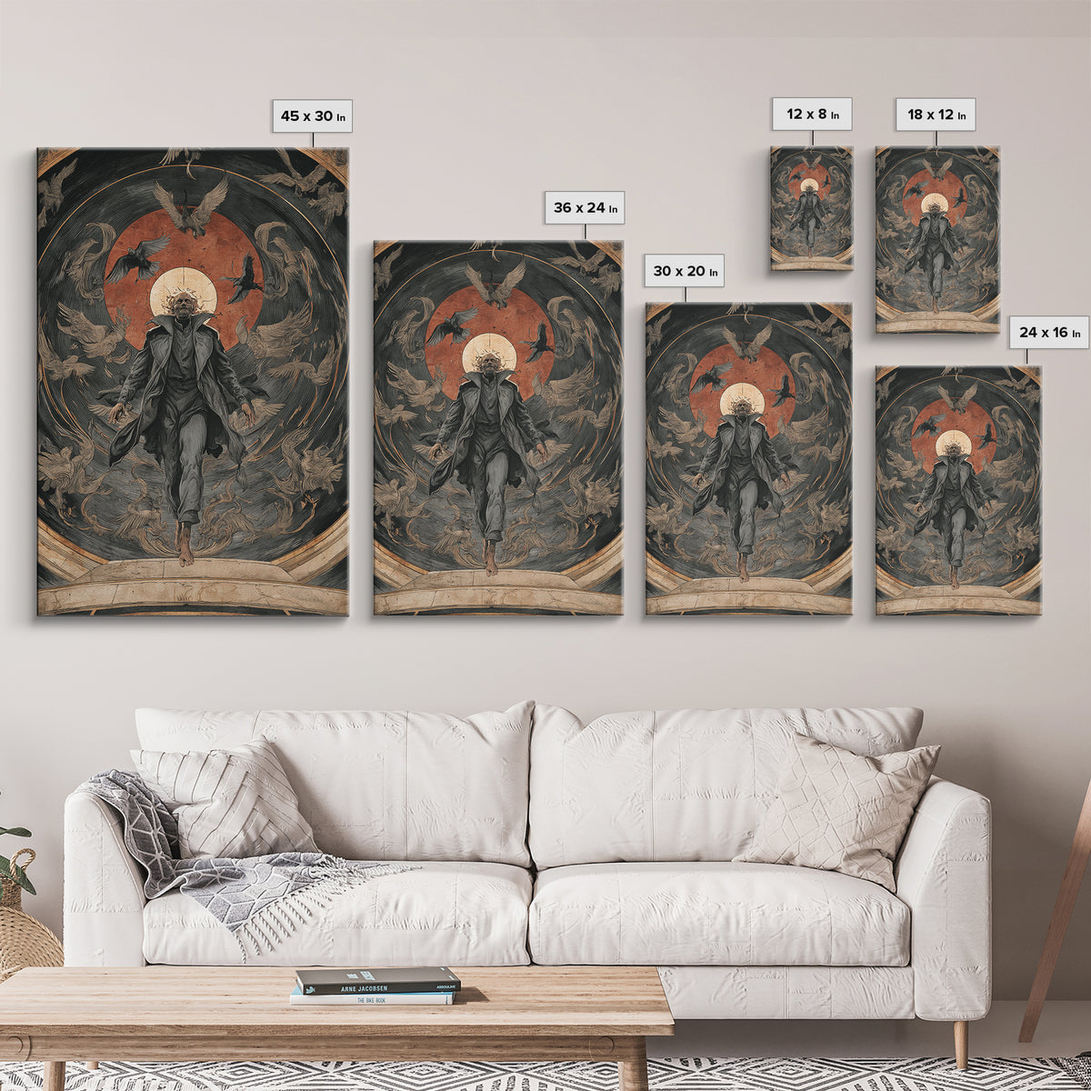 The Shadow Person, Dark Renaissance Art, Vertical Wall Art, Dark Fantasy Wall Art, Framed Canvas Print, Halloween Wall Art