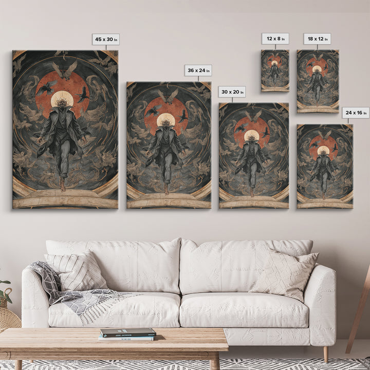 The Shadow Person, Dark Renaissance Art, Vertical Wall Art, Dark Fantasy Wall Art, Framed Canvas Print, Halloween Wall Art