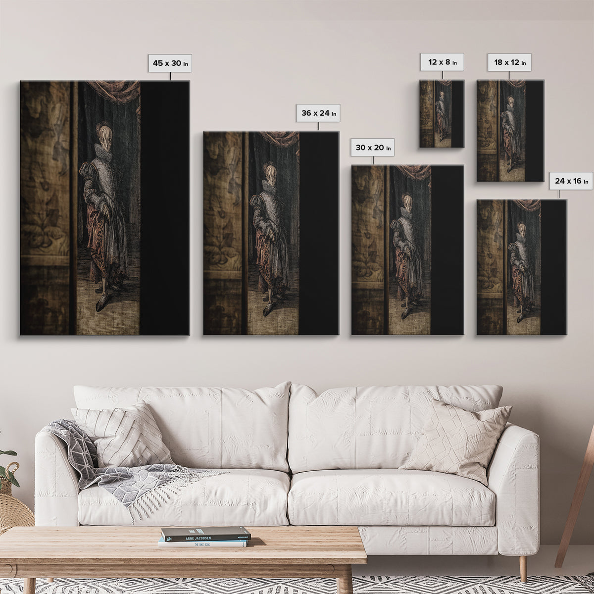 The Shadow Person, Danse Macabre Art, Vertical Wall Art, Gothic Horror Wall Art, Framed Canvas Print, Halloween Wall Art
