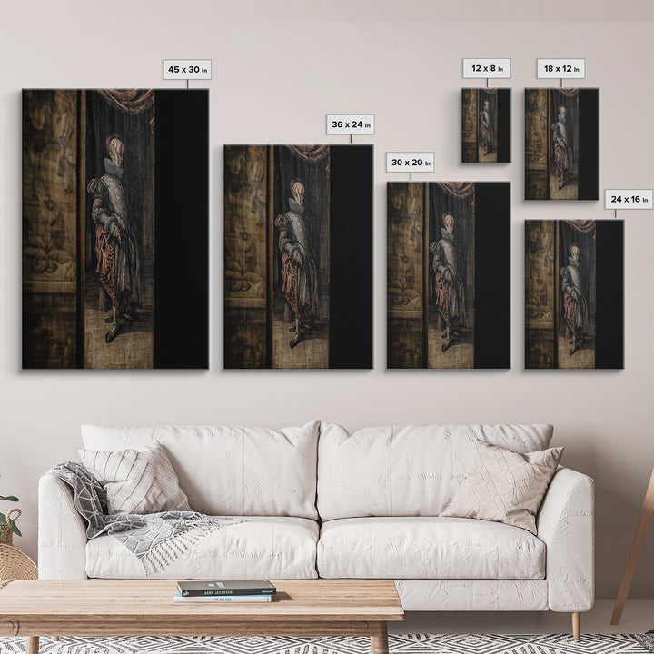 The Shadow Person, Danse Macabre Art, Vertical Wall Art, Gothic Horror Wall Art, Framed Canvas Print, Halloween Wall Art