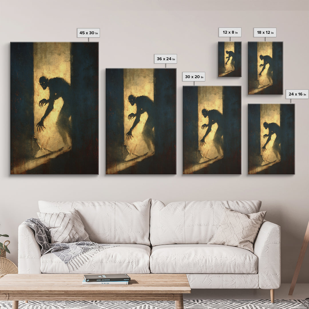 The Shadow Person, Gothic Nightmare Art, Vertical Wall Art, Dark Halloween Decor, Canvas Print, Halloween Wall Art, Statement Wall Art