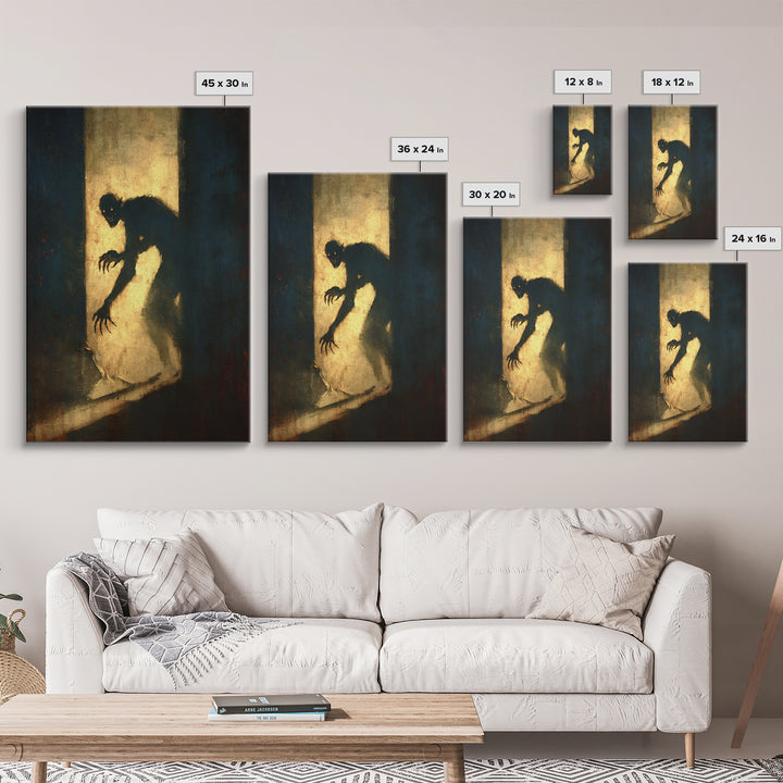 The Shadow Person, Gothic Nightmare Art, Vertical Wall Art, Dark Halloween Decor, Canvas Print, Halloween Wall Art, Statement Wall Art