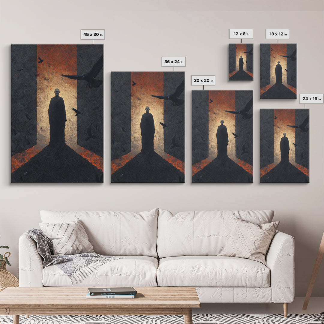 The Shadow Person, Visionary Gothic Art, Vertical Wall Art, Dark Fantasy Wall Art, Canvas Print, Halloween Wall Art, Spooky Wall Decor