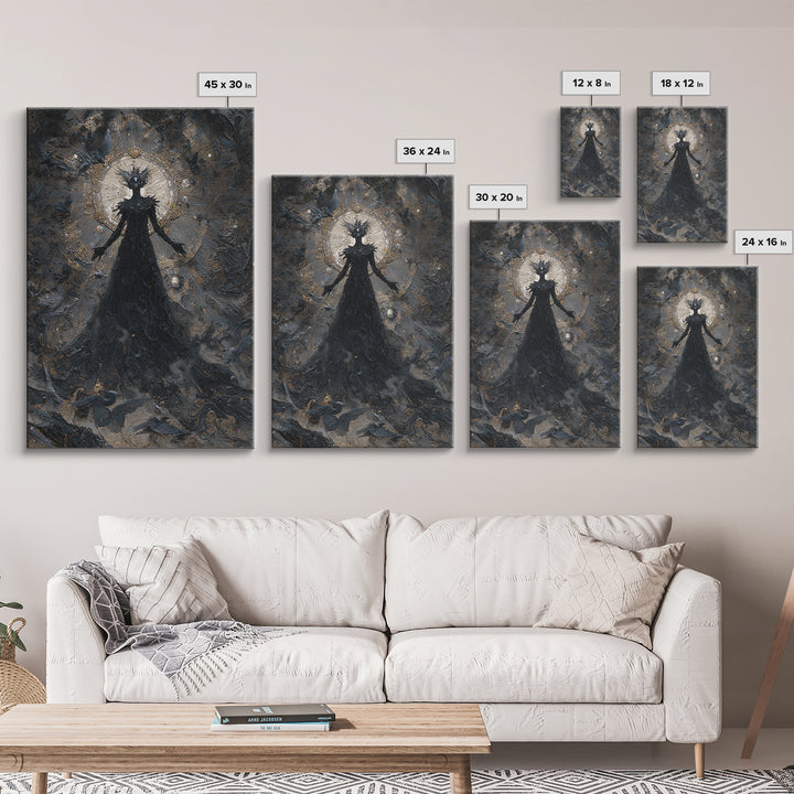 The Shadow Person, Ornate Symbolist Art, Vertical Wall Art, Gothic Horror Wall Art, Framed Canvas Print, Halloween Wall Art