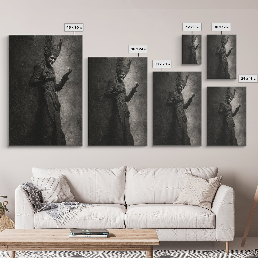 The Shadow Person, Dark Symbolist Art, Vertical Wall Art, Dark Halloween Decor, Canvas Print, Halloween Wall Art