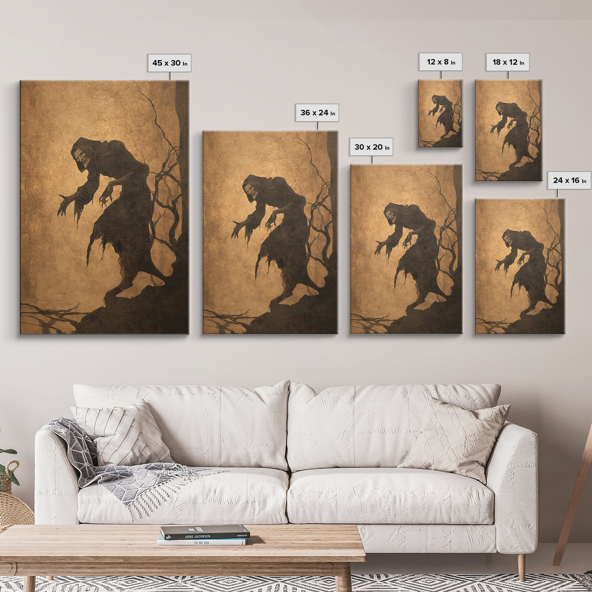The Shadow Person, Gothic Storybook Art, Vertical Wall Art, Gothic Horror Wall Art, Framed Canvas Print, Halloween Wall Art