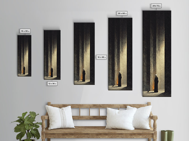 The Shadow Person, Surreal Apocalyptic Art, Tall Narrow Wall Art, Gothic Horror Wall Art, Framed Canvas Print, Halloween Wall Art