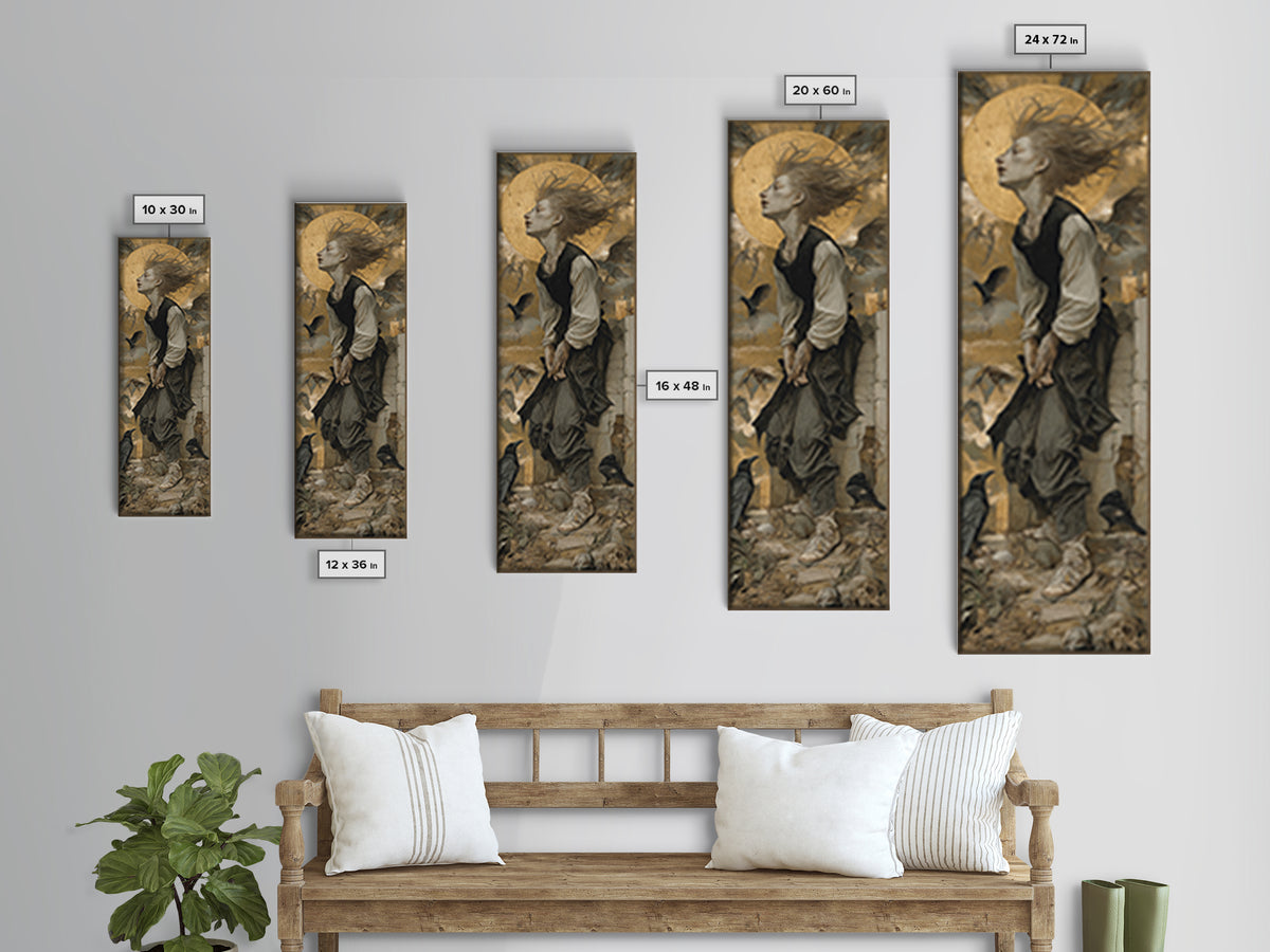 The Banshee Singer, Dark Renaissance Art, Tall Narrow Wall Art, Dark Fantasy Wall Art, Canvas Print, Halloween Wall Art