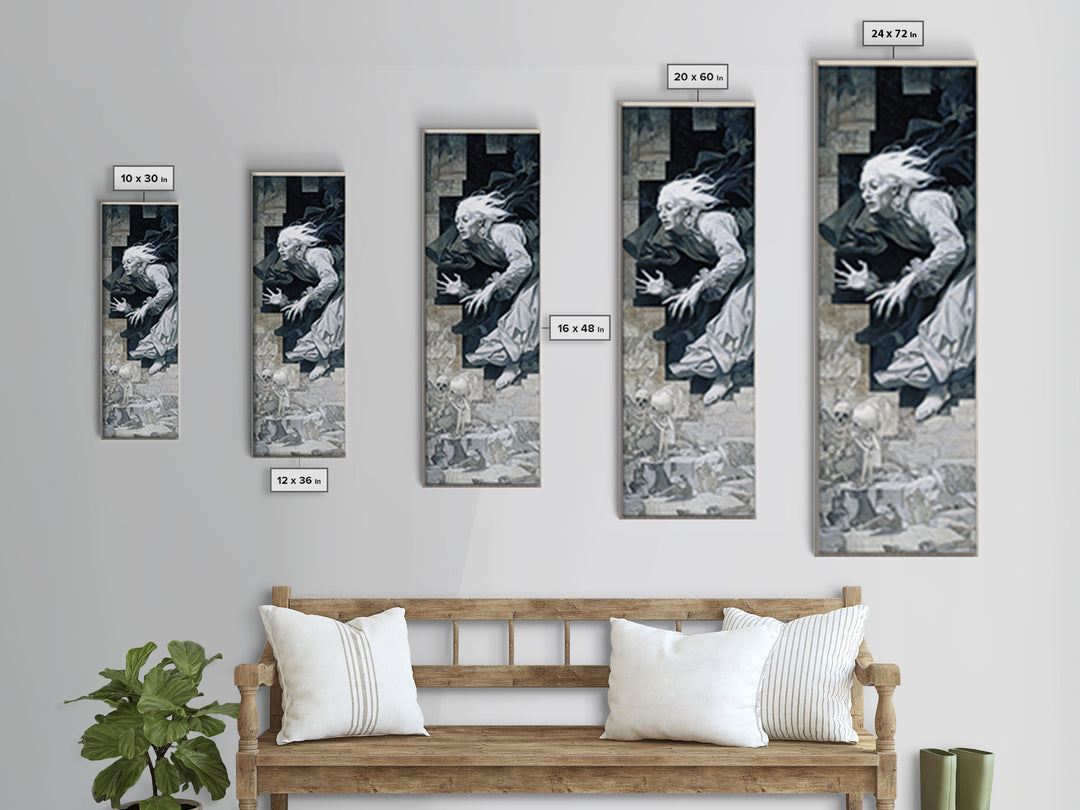 The Banshee Singer, Danse Macabre Art, Tall Narrow Wall Art, Macabre Wall Art, Framed Canvas Print, Halloween Wall Art