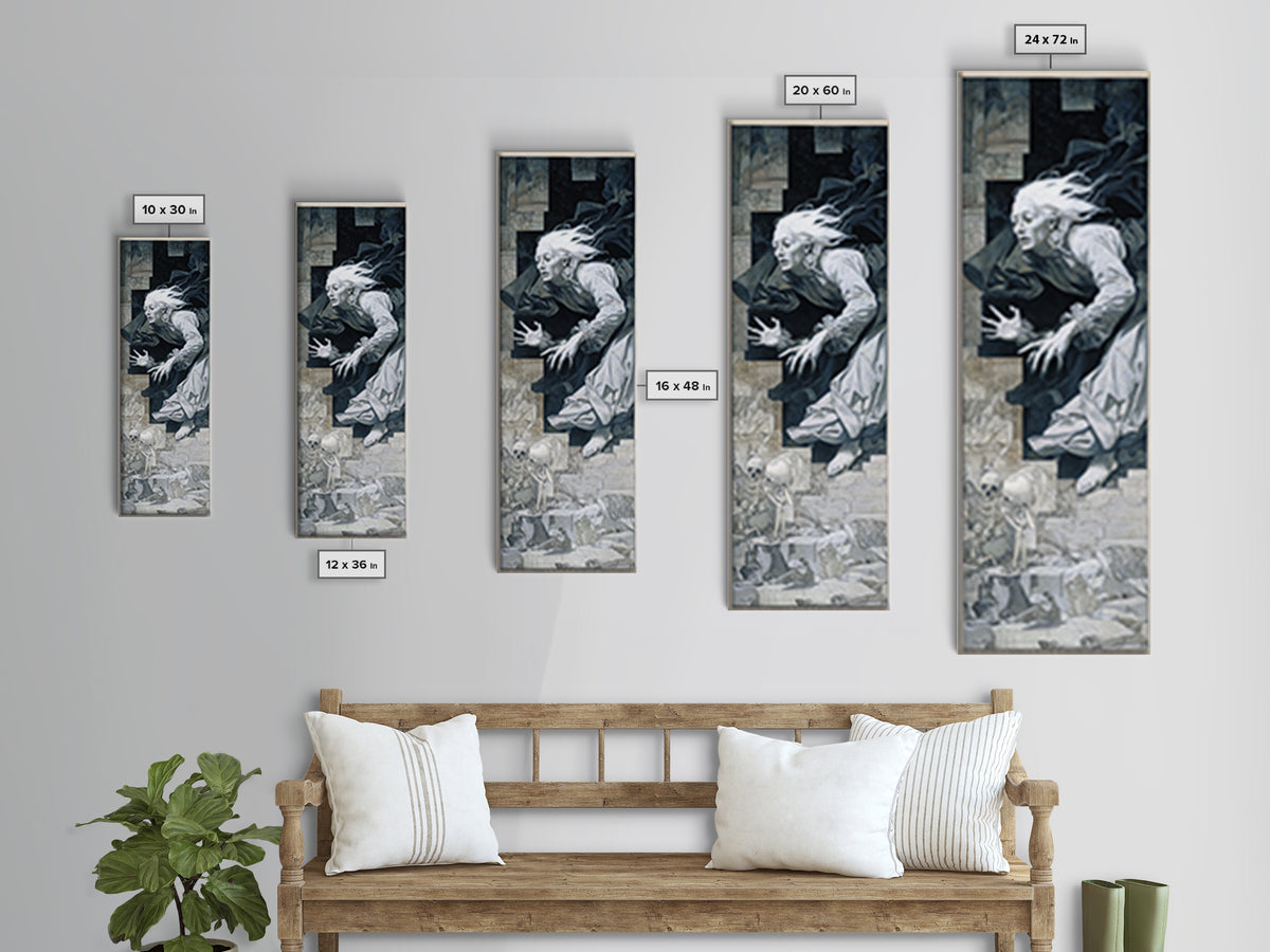 The Banshee Singer, Danse Macabre Art, Tall Narrow Wall Art, Macabre Wall Art, Framed Canvas Print, Halloween Wall Art