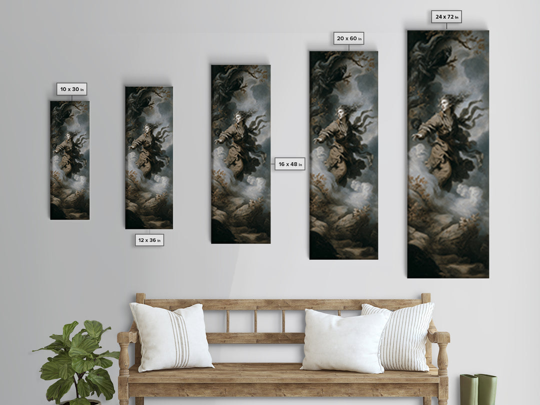 The Banshee Singer, Baroque Witchcraft Art, Tall Narrow Wall Art, Macabre Wall Art, Canvas Print, Halloween Wall Art, Halloween Decor