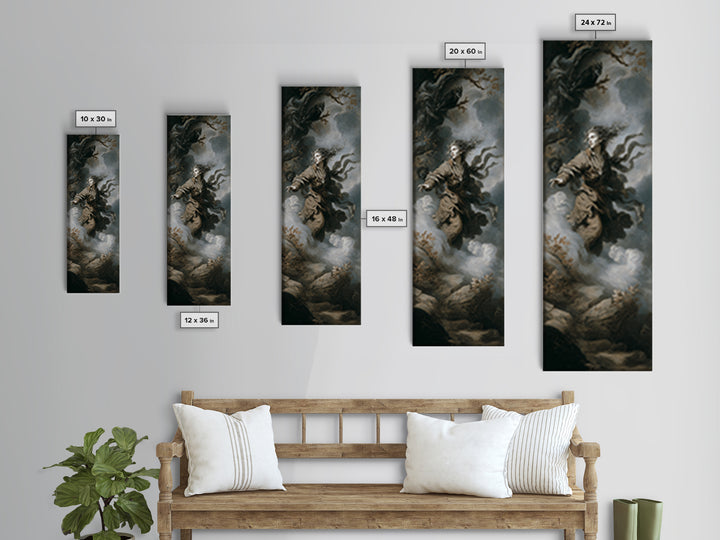 The Banshee Singer, Baroque Witchcraft Art, Tall Narrow Wall Art, Macabre Wall Art, Canvas Print, Halloween Wall Art, Halloween Decor