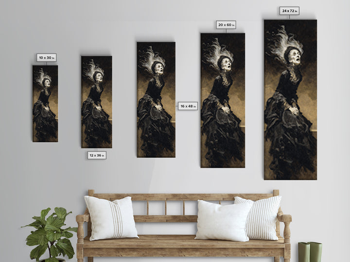 The Banshee Singer, Dark Romantic Horror Art, Tall Narrow Wall Art, Gothic Horror Wall Art, Framed Canvas Print, Halloween Wall Art
