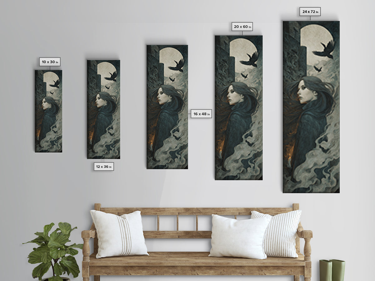 The Banshee Singer, Visionary Gothic Art, Tall Narrow Wall Art, Dark Fantasy Wall Art, Canvas Print, Halloween Wall Art