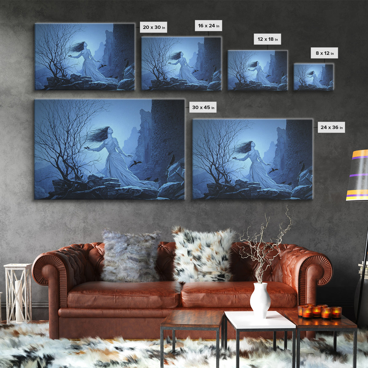 The Banshee Singer, Romantic Gothic Landscape, Landscape Wall Art, Dark Fantasy Wall Art, Canvas Print, Halloween Wall Art