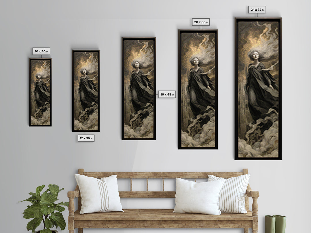 The Banshee Singer, Apocalyptic Romantic Art, Tall Narrow Wall Art, Dark Fantasy Wall Art, Canvas Print, Halloween Wall Art