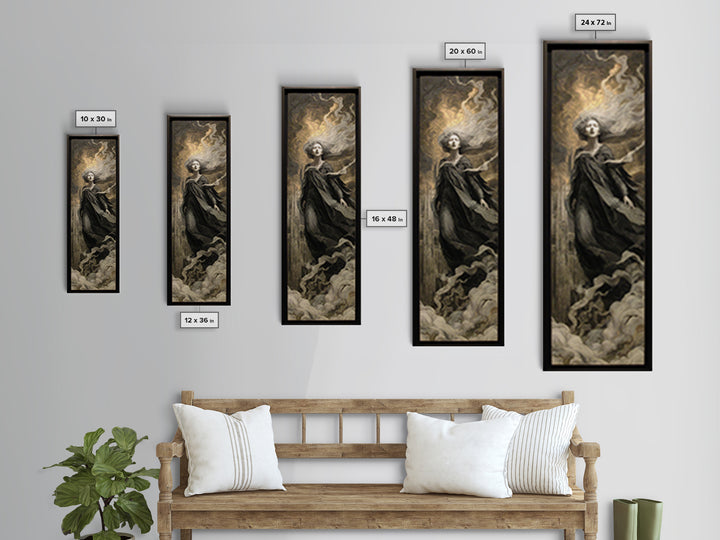 The Banshee Singer, Apocalyptic Romantic Art, Tall Narrow Wall Art, Dark Fantasy Wall Art, Canvas Print, Halloween Wall Art