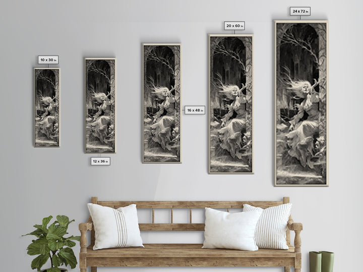 The Banshee Singer, Decadent Gothic Art, Tall Narrow Wall Art, Dark Fantasy Wall Art, Canvas Print, Halloween Wall Art