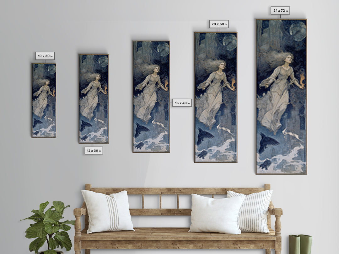 The Banshee Singer, Symbolist Death Art, Tall Narrow Wall Art, Gothic Horror Wall Art, Canvas Print, Halloween Wall Art