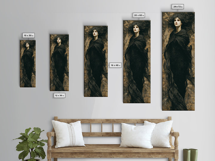 The Banshee Singer, Dark Symbolist Art, Tall Narrow Wall Art, Macabre Wall Art, Framed Canvas Print, Halloween Wall Art