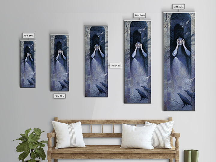 The Banshee Singer, Expressionist Gothic Art, Tall Narrow Wall Art, Gothic Horror Wall Art, Canvas Print, Halloween Wall Art