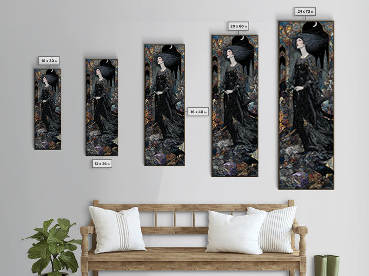 The Banshee Singer, Stained Glass Gothic Art, Tall Narrow Wall Art, Dark Halloween Decor, Framed Canvas Print, Halloween Wall Art
