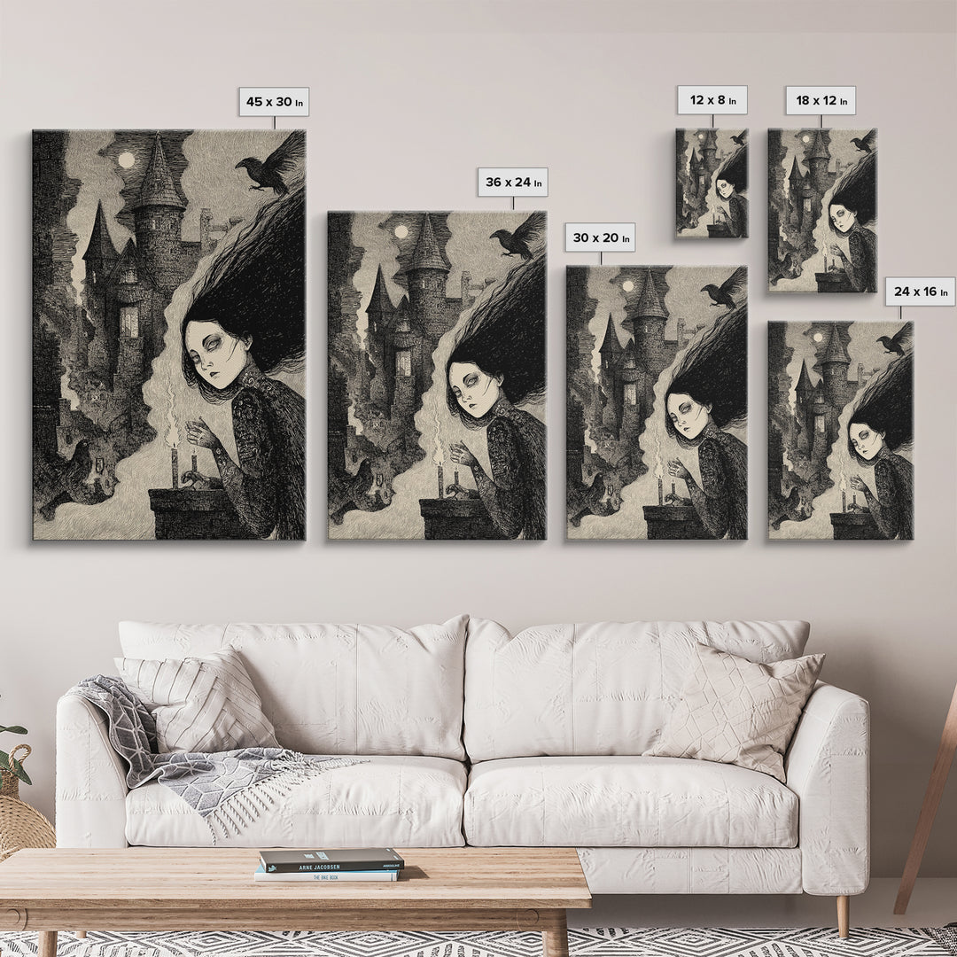 The Banshee Singer, Victorian Macabre Art, Vertical Wall Art, Dark Halloween Decor, Framed Canvas Print, Halloween Wall Art