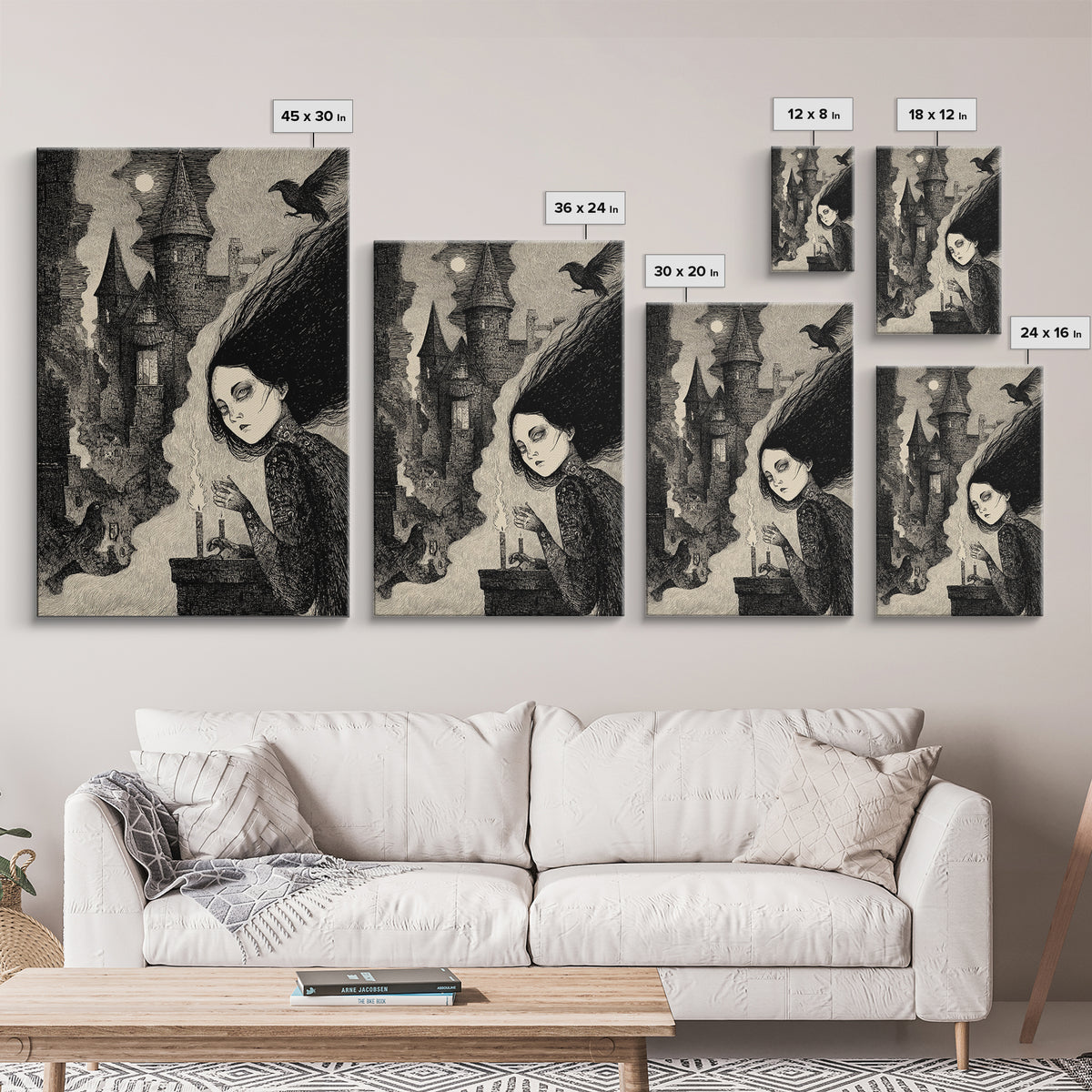 The Banshee Singer, Victorian Macabre Art, Vertical Wall Art, Dark Halloween Decor, Framed Canvas Print, Halloween Wall Art