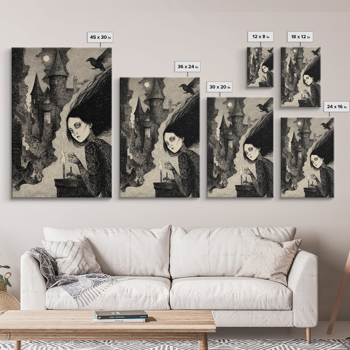 The Banshee Singer, Victorian Macabre Art, Vertical Wall Art, Dark Halloween Decor, Framed Canvas Print, Halloween Wall Art
